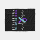 Zelfmoordpreventie Bewustmaking Roze en Blauwgroen Fleece Deken (Voorkant (Horizontaal))