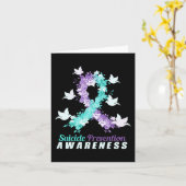Zelfmoordpreventie Bewustmaking Roze en Blauwgroen Kaart (Gele Bloem)