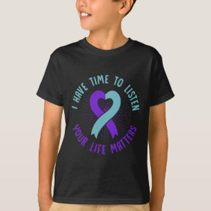 Zelfmoordpreventie Bewustmaking Roze en Blauwgroen T-shirt