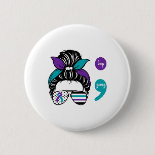 Zelfmoordpreventie Bewustmaking Semicolon blijft d Ronde Button 5,7 Cm