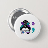 Zelfmoordpreventie Bewustmaking Semicolon blijft d Ronde Button 5,7 Cm (Voorkant /achterkant)