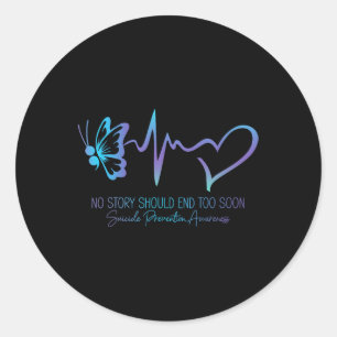 Zelfmoordpreventie Bewustmaking Semicolon Butterfl Ronde Sticker