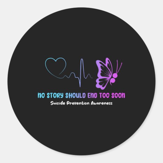Zelfmoordpreventie Bewustmaking Semicolon Butterfl Ronde Sticker (Voorkant)