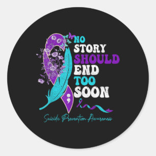 Zelfmoordpreventie Bewustmaking Semicolon Butterfl Ronde Sticker