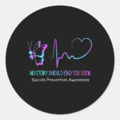 Zelfmoordpreventie Bewustmaking Semicolon Butterfl Ronde Sticker (Voorkant)