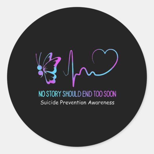 Zelfmoordpreventie Bewustmaking Semicolon Butterfl Ronde Sticker (Voorkant)