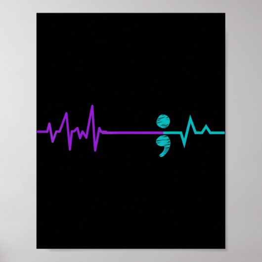 Zelfmoordpreventie Bewustmaking Semicolon Verblijf Poster (Voorkant)