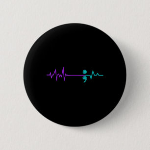 Zelfmoordpreventie Bewustmaking Semicolon Verblijf Ronde Button 5,7 Cm