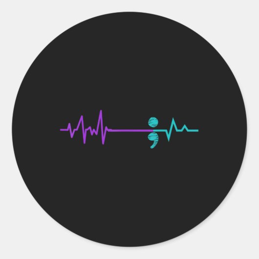 Zelfmoordpreventie Bewustmaking Semicolon Verblijf Ronde Sticker (Voorkant)