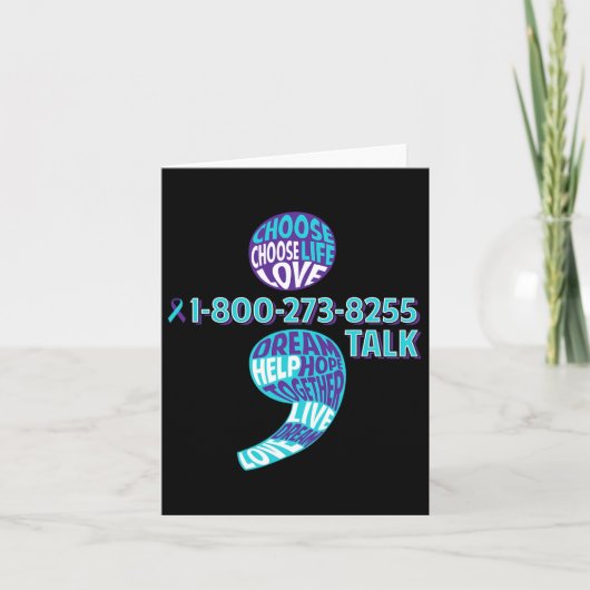 Zelfmoordpreventie Bewustmaking Semicolon voorkome Kaart (Voorkant)