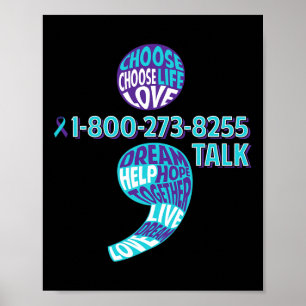 Zelfmoordpreventie Bewustmaking Semicolon voorkome Poster
