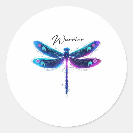 Zelfmoordpreventie Bewustmaking Warrior Dragonfly  Ronde Sticker (Voorkant)