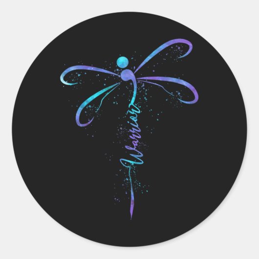 Zelfmoordpreventie Bewustmaking Warrior Dragonfly  Ronde Sticker (Voorkant)
