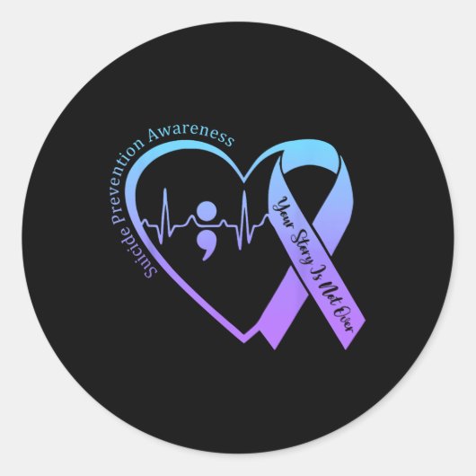 Zelfmoordpreventie bewustmakingsmaand Blauwgroen e Ronde Sticker (Voorkant)