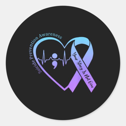 Zelfmoordpreventie bewustmakingsmaand Blauwgroen & Ronde Sticker (Voorkant)
