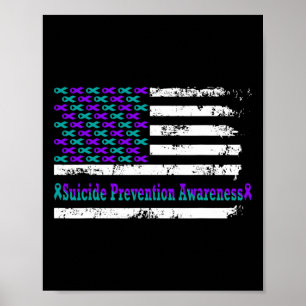 Zelfmoordpreventie Bewustzijn Amerikaanse vlag Ame Poster