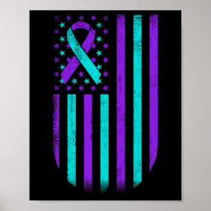 Zelfmoordpreventie Bewustzijn Amerikaanse vlag ond Poster