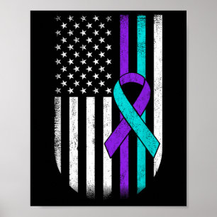 Zelfmoordpreventie bewustzijn Amerikaanse vlag ond Poster
