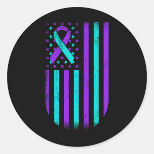 Zelfmoordpreventie Bewustzijn Amerikaanse vlag ond Ronde Sticker