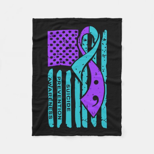 Zelfmoordpreventie bewustzijn Amerikaanse vlag Sem Fleece Deken (Voorkant)