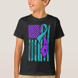 Zelfmoordpreventie bewustzijn Amerikaanse vlag Sem T-shirt