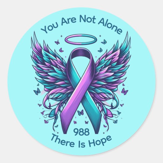 Zelfmoordpreventie Bewustzijn Einde Stigma 988 Hoo Ronde Sticker (Voorkant)