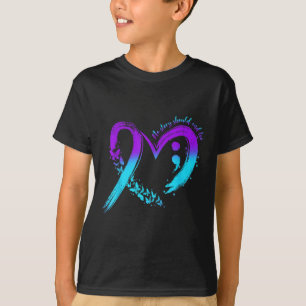 Zelfmoordpreventie Bewustzijn Hart Groenblauw En P T-shirt