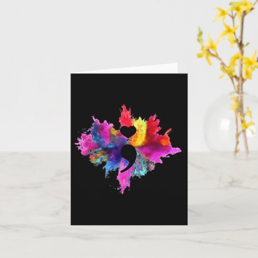 Zelfmoordpreventie Bewustzijn Hartvorm Semicolon Kaart (Gele Bloem)