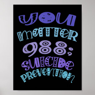 Zelfmoordpreventie bewustzijn Je 988 Mentale Gezon Poster