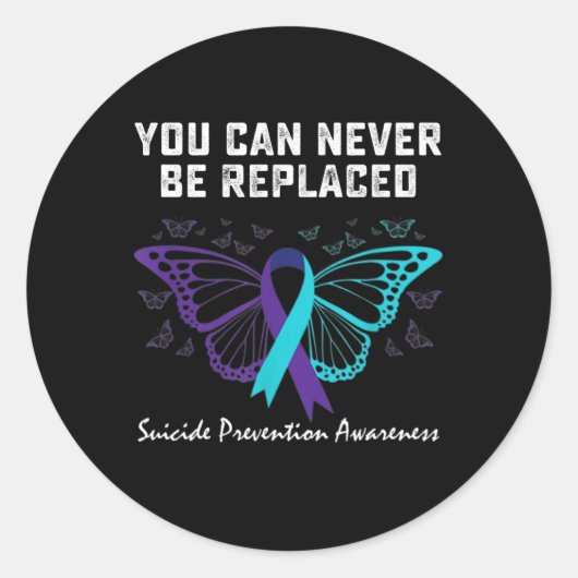 Zelfmoordpreventie Bewustzijn Je kunt nooit worden Ronde Sticker (Voorkant)