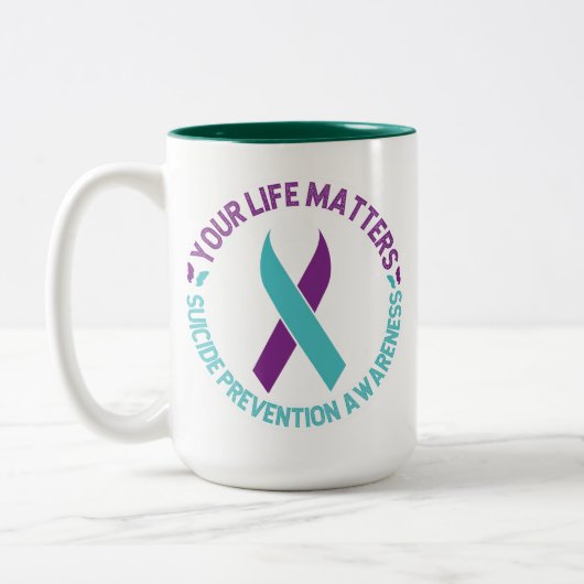 Zelfmoordpreventie bewustzijn keramische Mok (Links)