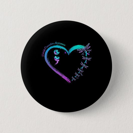 Zelfmoordpreventie bewustzijn Libelle Hart Liefde Ronde Button 5,7 Cm (Voorkant)