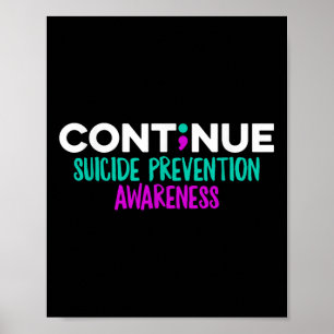 Zelfmoordpreventie bewustzijn lichtblauwe paarse l poster