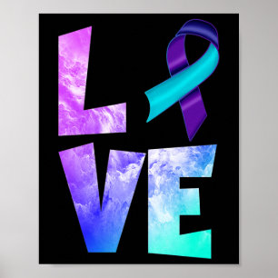 Zelfmoordpreventie bewustzijn liefde paars turquoi poster