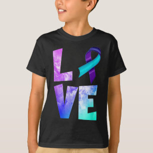 Zelfmoordpreventie bewustzijn liefde paars turquoi t-shirt