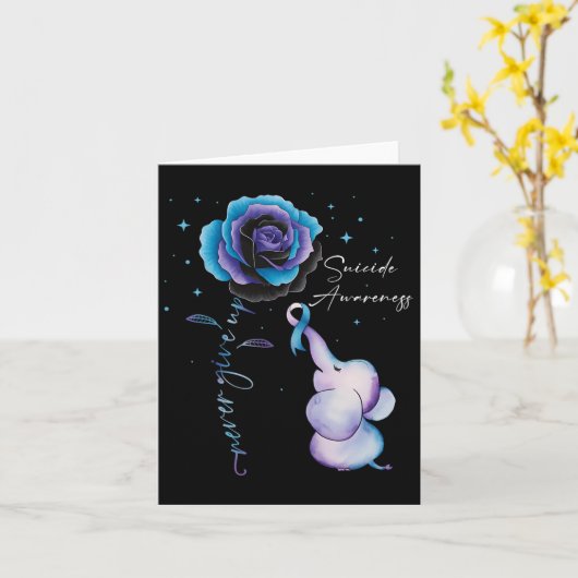 Zelfmoordpreventie Bewustzijn olifant zonnebloem T Kaart (Gele Bloem)