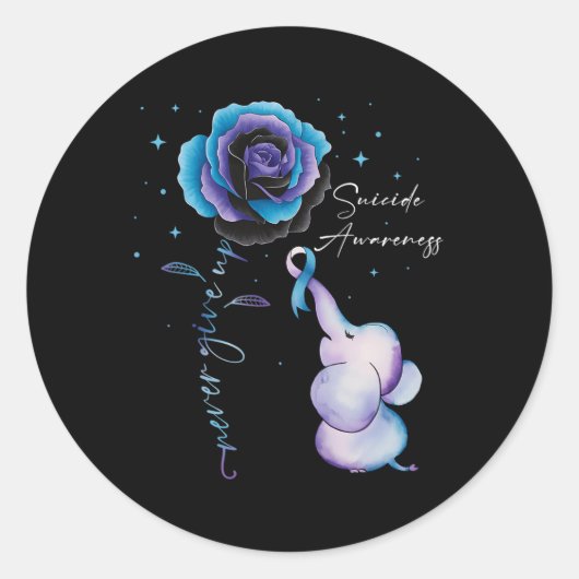 Zelfmoordpreventie Bewustzijn olifant zonnebloem T Ronde Sticker (Voorkant)