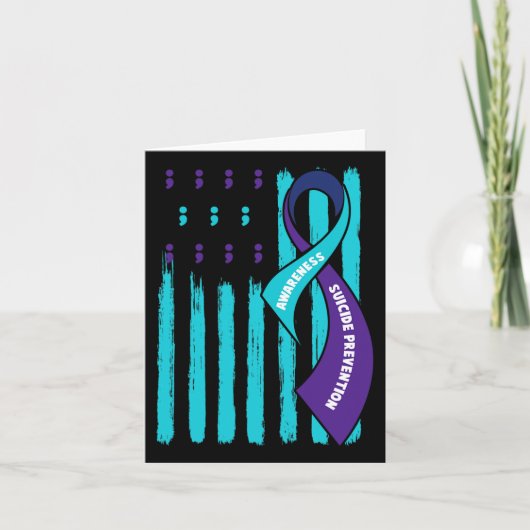 Zelfmoordpreventie bewustzijn Paars en Blauwgroen  Kaart (Voorkant)