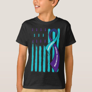 Zelfmoordpreventie bewustzijn Paars en Blauwgroen T-shirt
