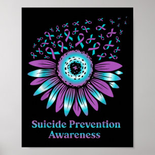 Zelfmoordpreventie bewustzijn Turquoise & Paarse Z Poster