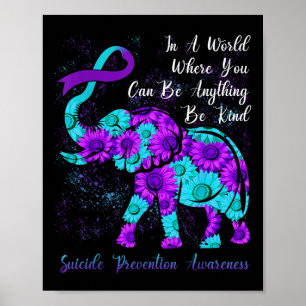 Zelfmoordpreventie bewustzijn Turquoise Paarse Zon Poster