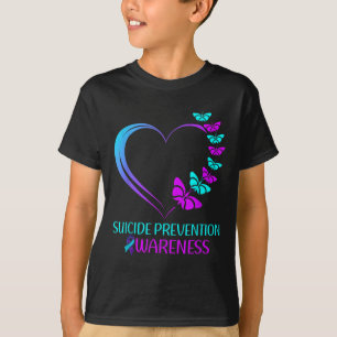 Zelfmoordpreventie bewustzijn vlinder hart lint t-shirt