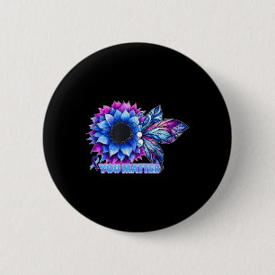 Zelfmoordpreventie bewustzijn vlinder puntkomma ronde button 5,7 cm