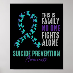 Zelfmoordpreventie bewustzijn vlinder turquoise pa poster