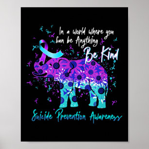 Zelfmoordpreventie bewustzijn zonnebloem olifant w poster