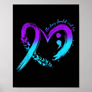 Zelfmoordpreventie bewustzijnshart Teal en Paars Poster