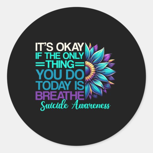 Zelfmoordpreventie bewustzijnslint Geestelijke gez Ronde Sticker (Voorkant)