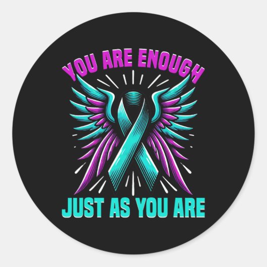 Zelfmoordpreventie bewustzijnslint Geestelijke gez Ronde Sticker (Voorkant)