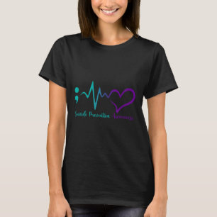 Zelfmoordpreventie Bewustzijnsmaand Semicolon Hart T-shirt
