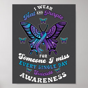 Zelfmoordpreventie Draag Turkoois Paars Iemand Die Poster